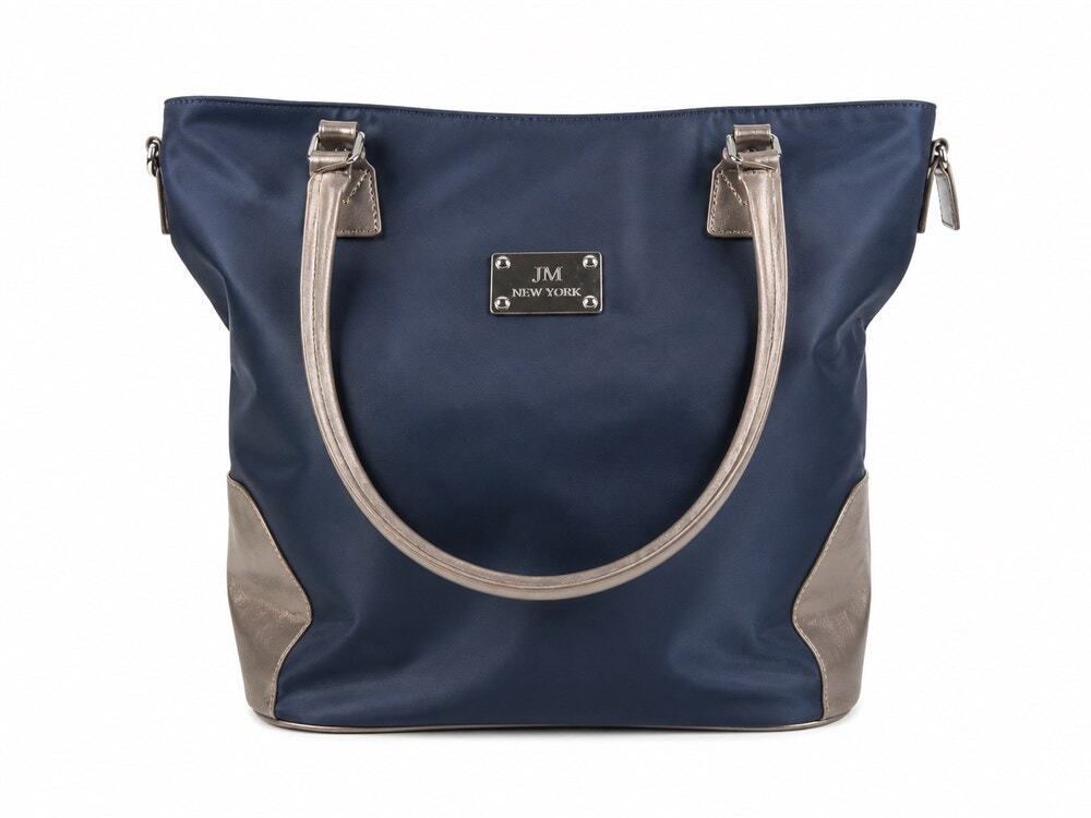 JM New York Navy Blue Nylon Travel Tote Bag with Pouch